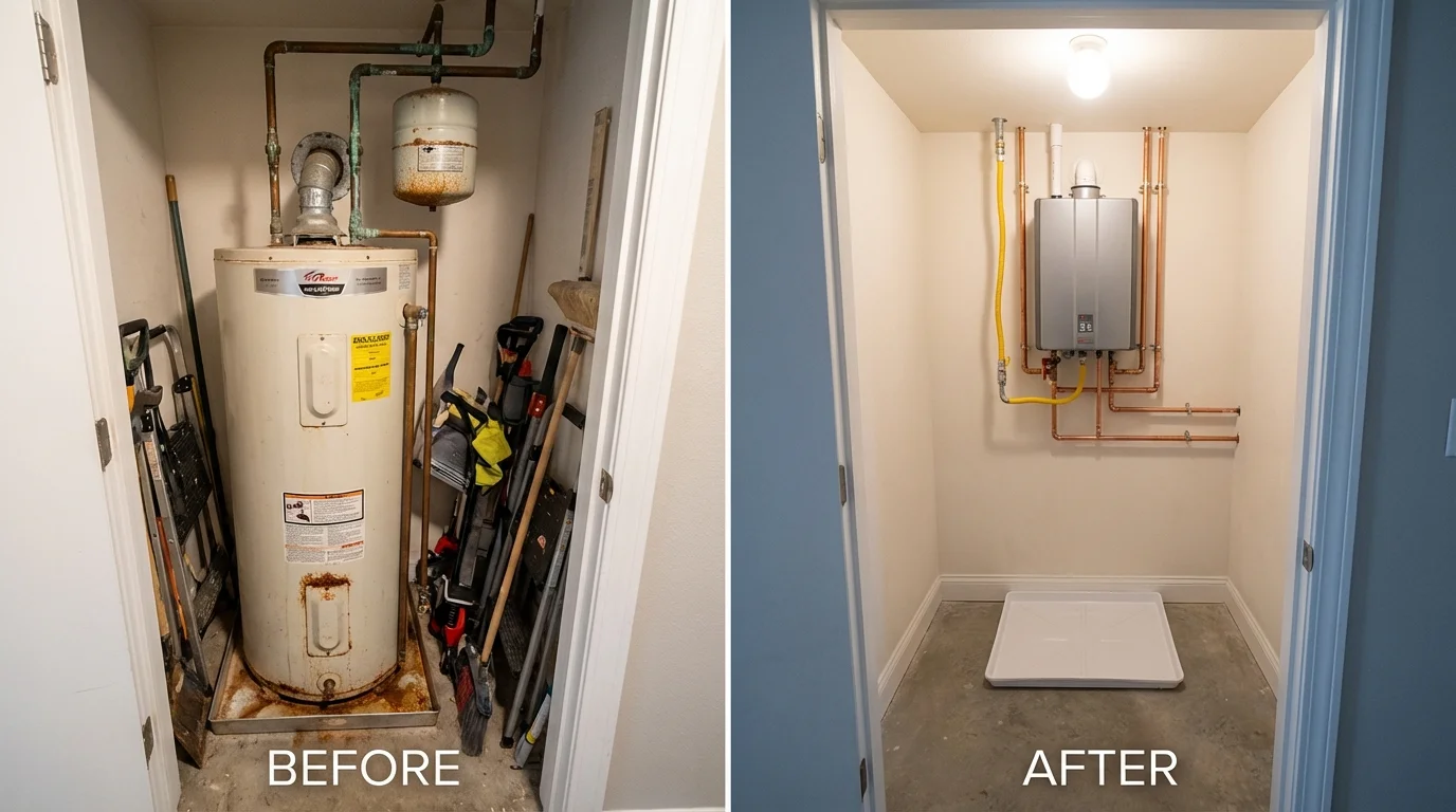 Tank water heater versus wall-mounted tankless unit comparison for Lucedale, MS homeowners